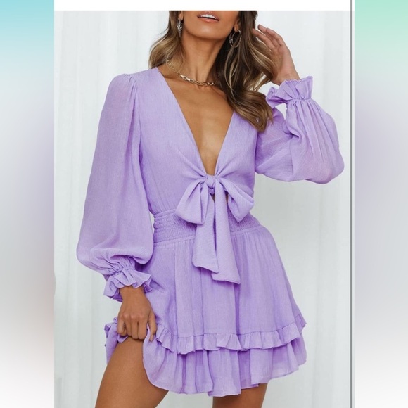Dresses & Skirts - PRETTYGARDEN Womens Knot Front Mini Dress
Large 
NWOT
Light purple